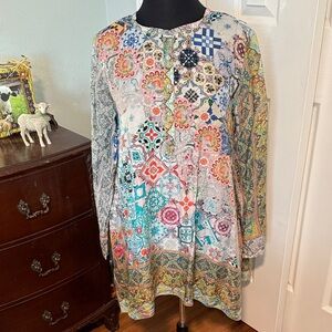 Vibrant Mosaic Johnny Was Pattern Long Sleeve Top